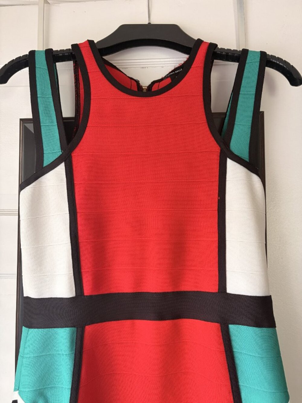 Karen Millen Sporty Color Block Bandage Knit Mini Dress (Size: M) - Picture 2 of 4
